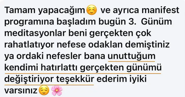 Bir kadının mesajı: meditasyonlar unuttuğum kendimi hatırlattı, günümü değiştiriyor